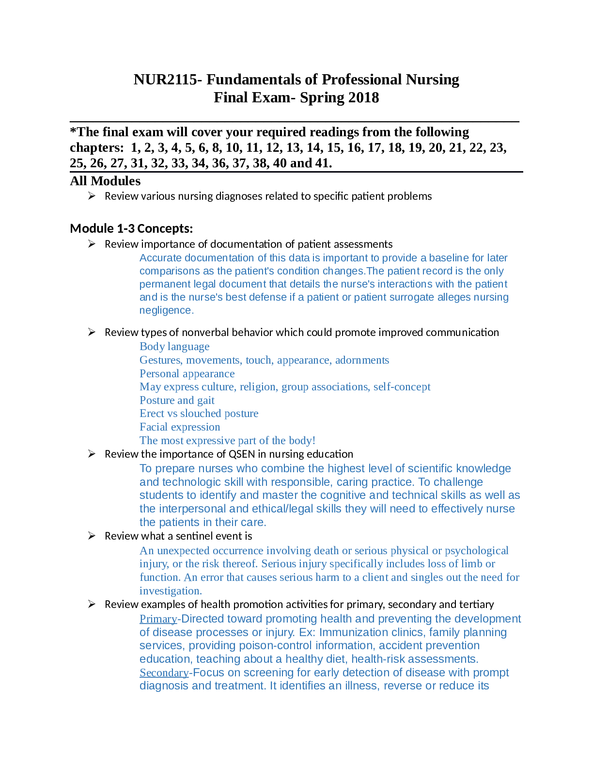 Preview image for Fundamentals of Professional Nursing Exam 1 Learning Concept Guide