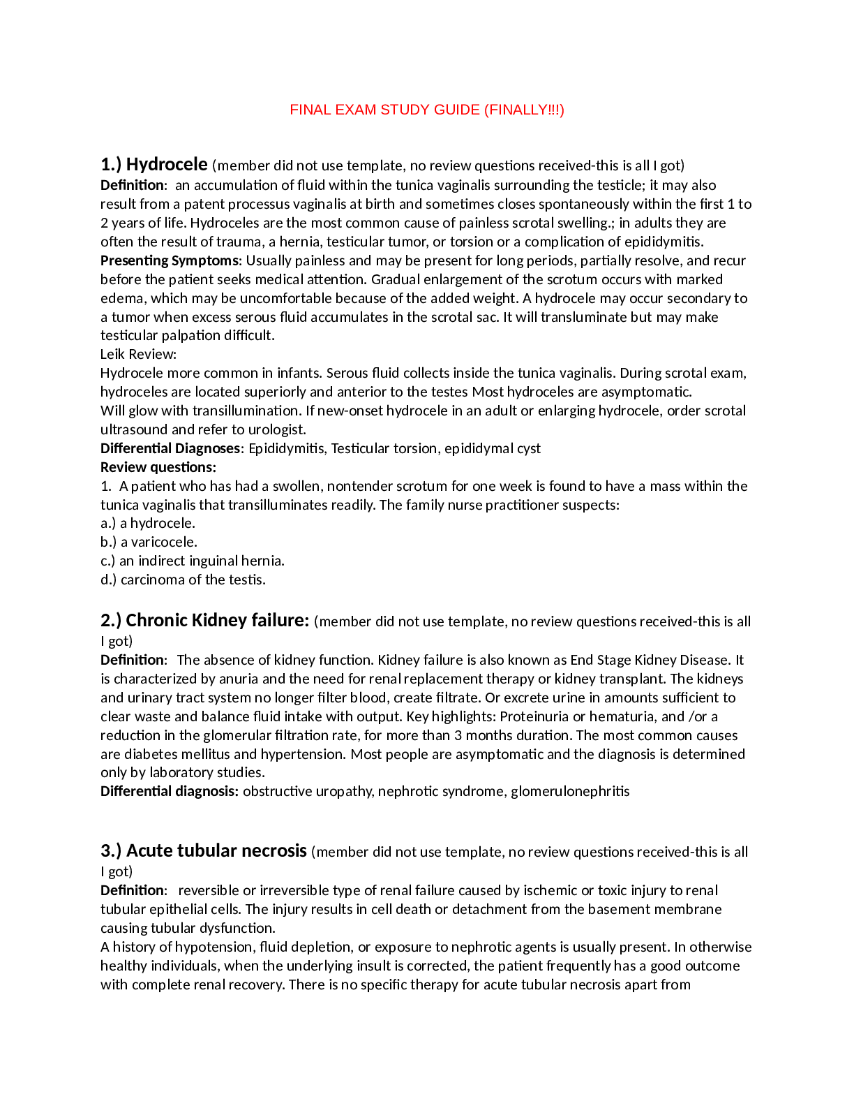 Preview image for NURS 6531 Final Exam Study Guide; New Updated Complete Solution; Walden University, 2019/2020.