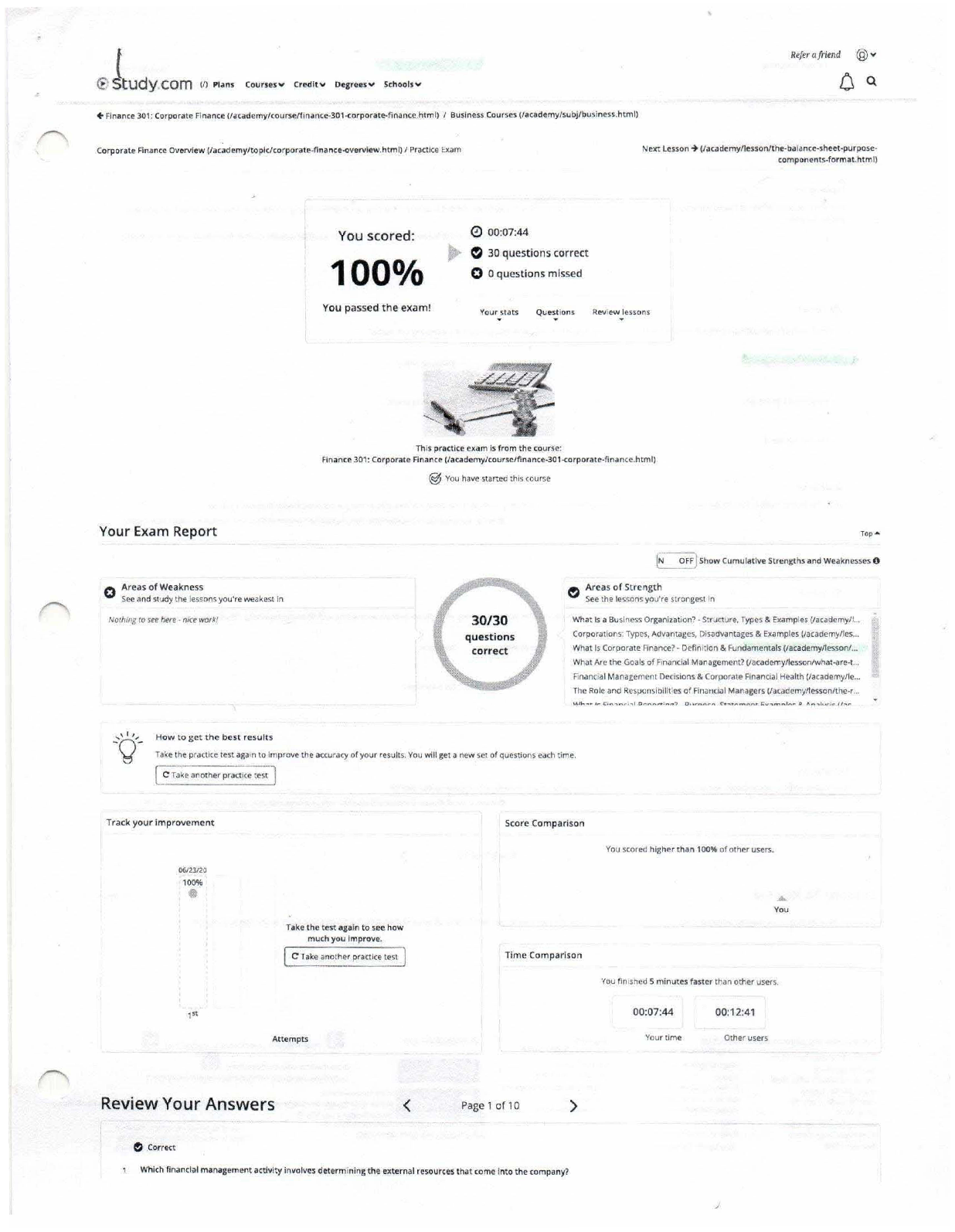 Preview image for Finance_301___Corporate_Finance___Chapter_Exams| Download for quality grades | 100% correct |