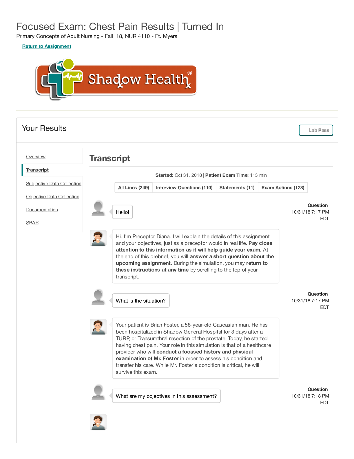 Preview image for Focused Exam- Chest Pain | Completed | Shadow Health.pdf
