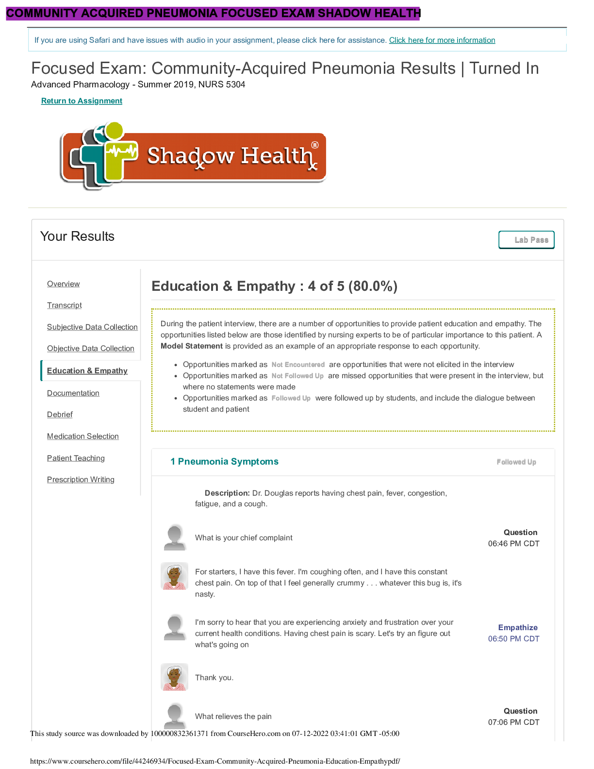Preview image for Focused Exam_ Community-Acquired Pneumonia _ Education & Empathy.
