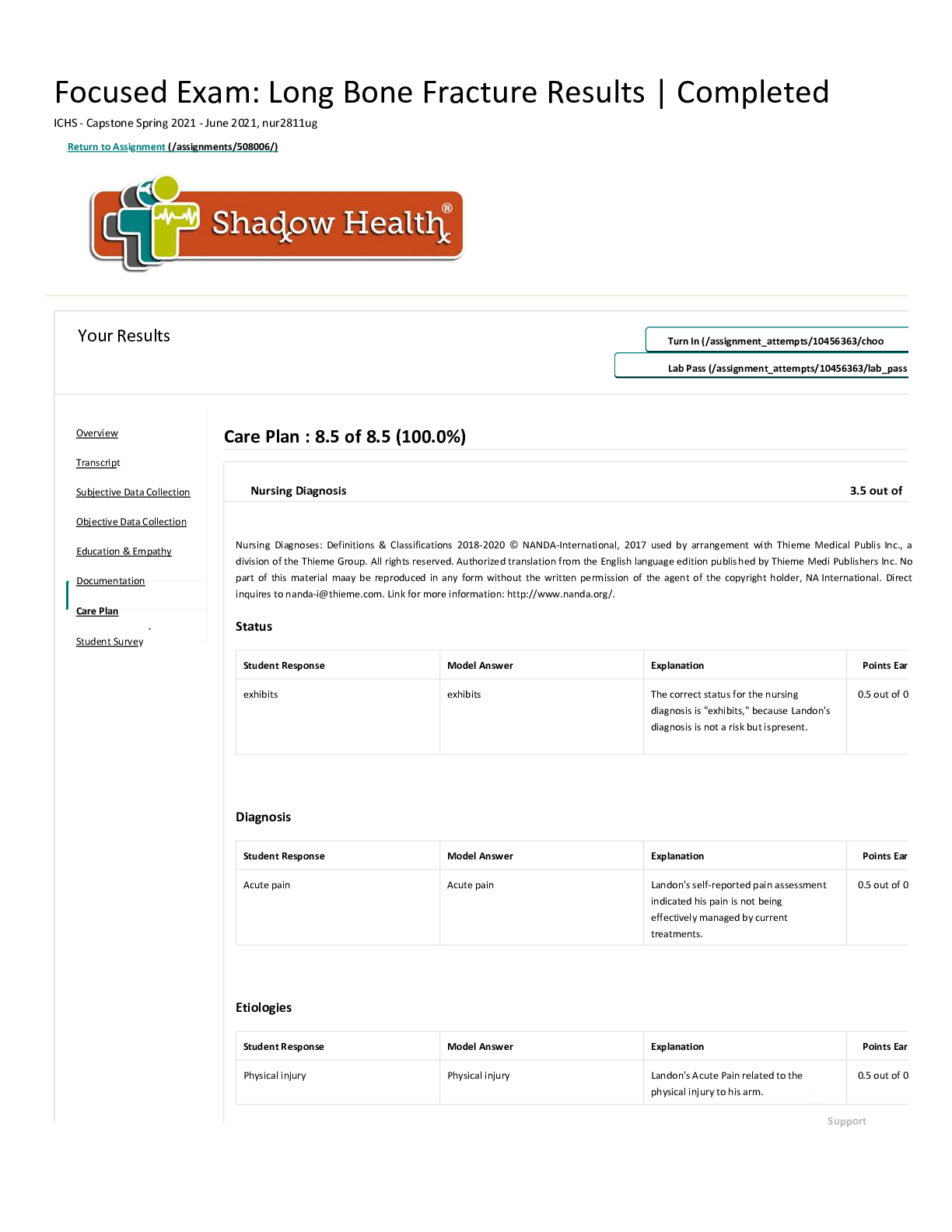 Preview image for BIOLOGY NUR2221Focused Exam_ Long Bone Fracture _ Completed _ Shadow Health - Transcript