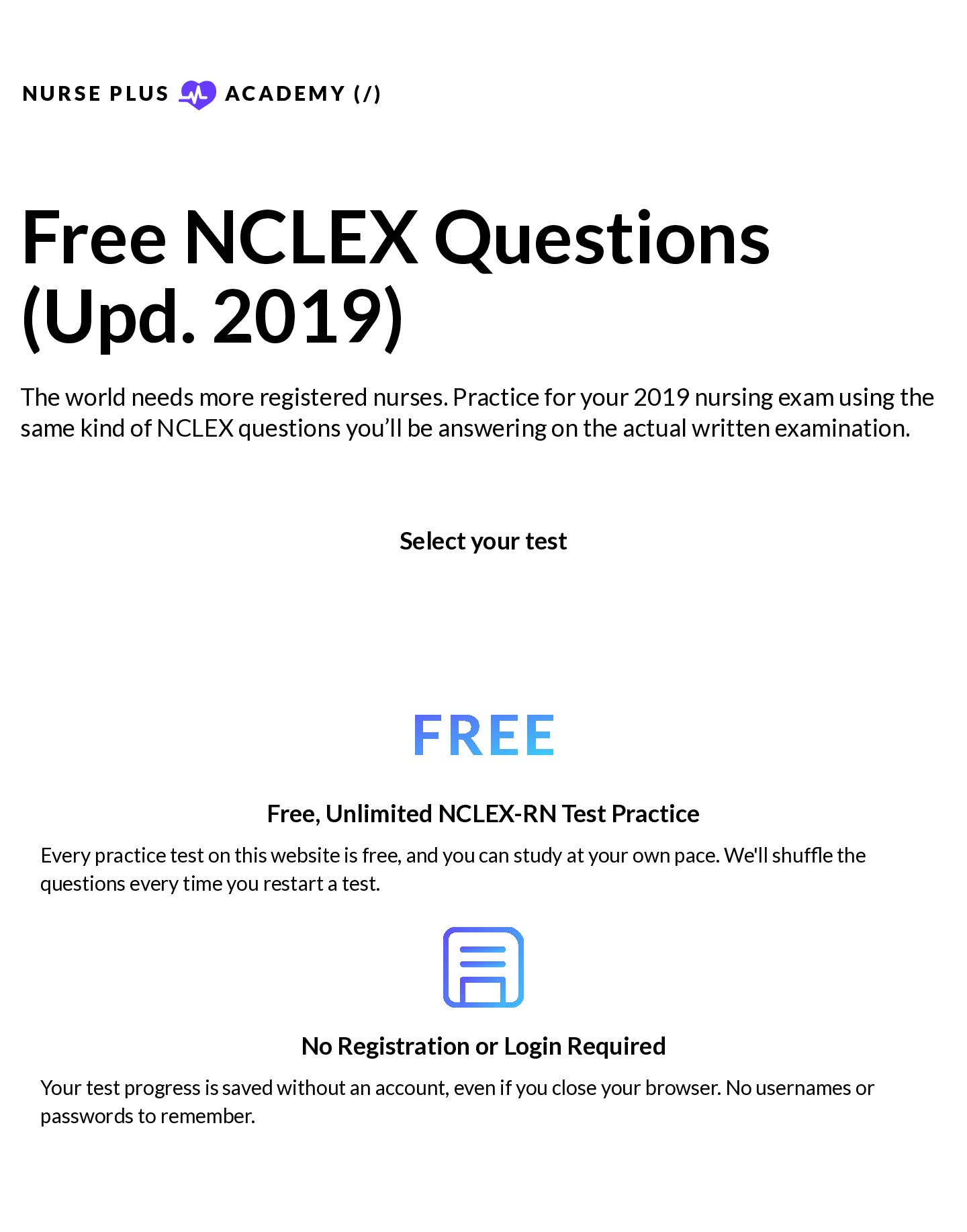 Preview image for latest  Free NCLEX Questions: NCLEX-RN Practice Test Bank /2021