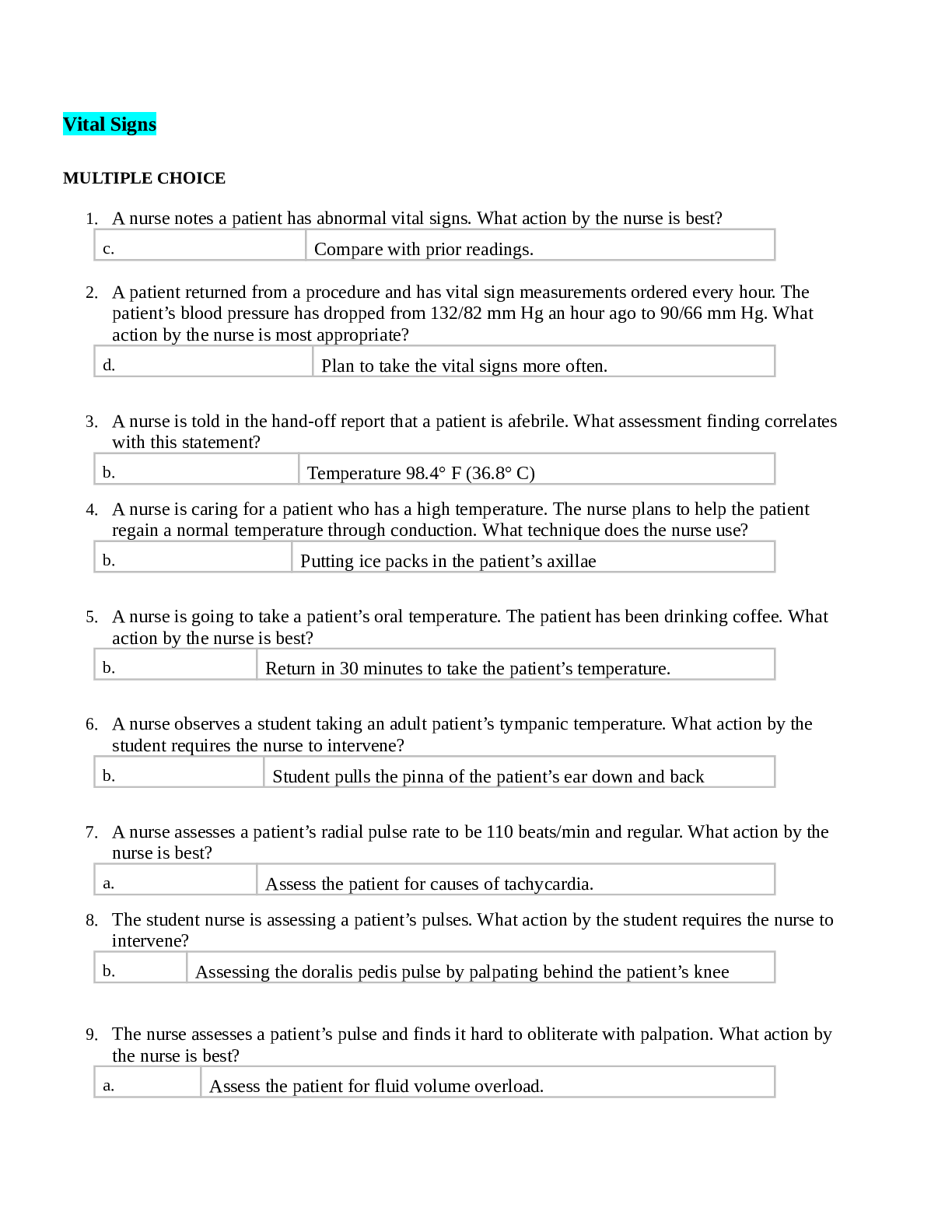 Preview image for Fundamentals Final Reviewer Vital Signs MULTIPLE CHOICE(ASSUERED A) <100% CORRECT> GRADED A+ | LATEST SOLUTIONS |