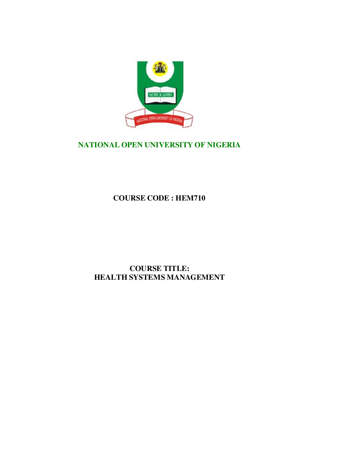 Preview image for HEALTH SYSTEMS MANAGEMENT