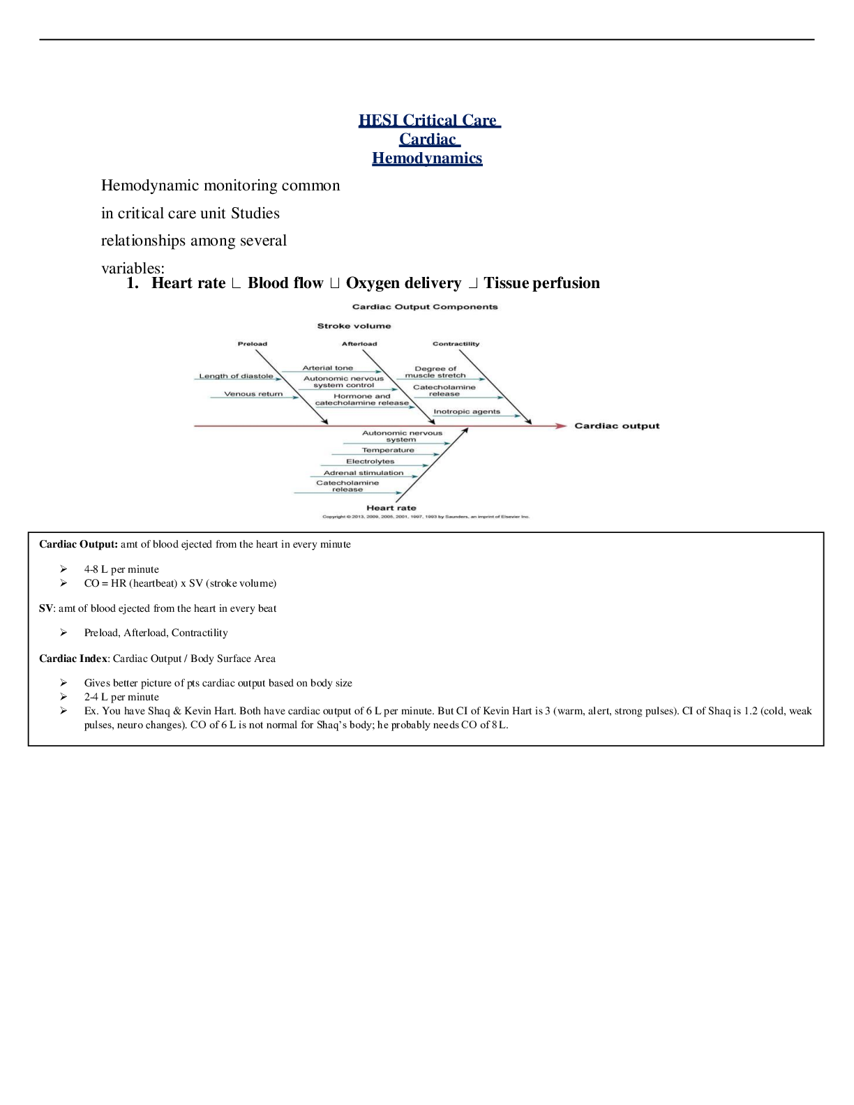 Preview of HESI Critical Care Cardiac Hemodynamics