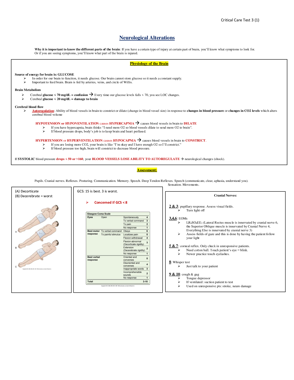 Preview of HESI Critical Care Cardiac Neurological Alterations