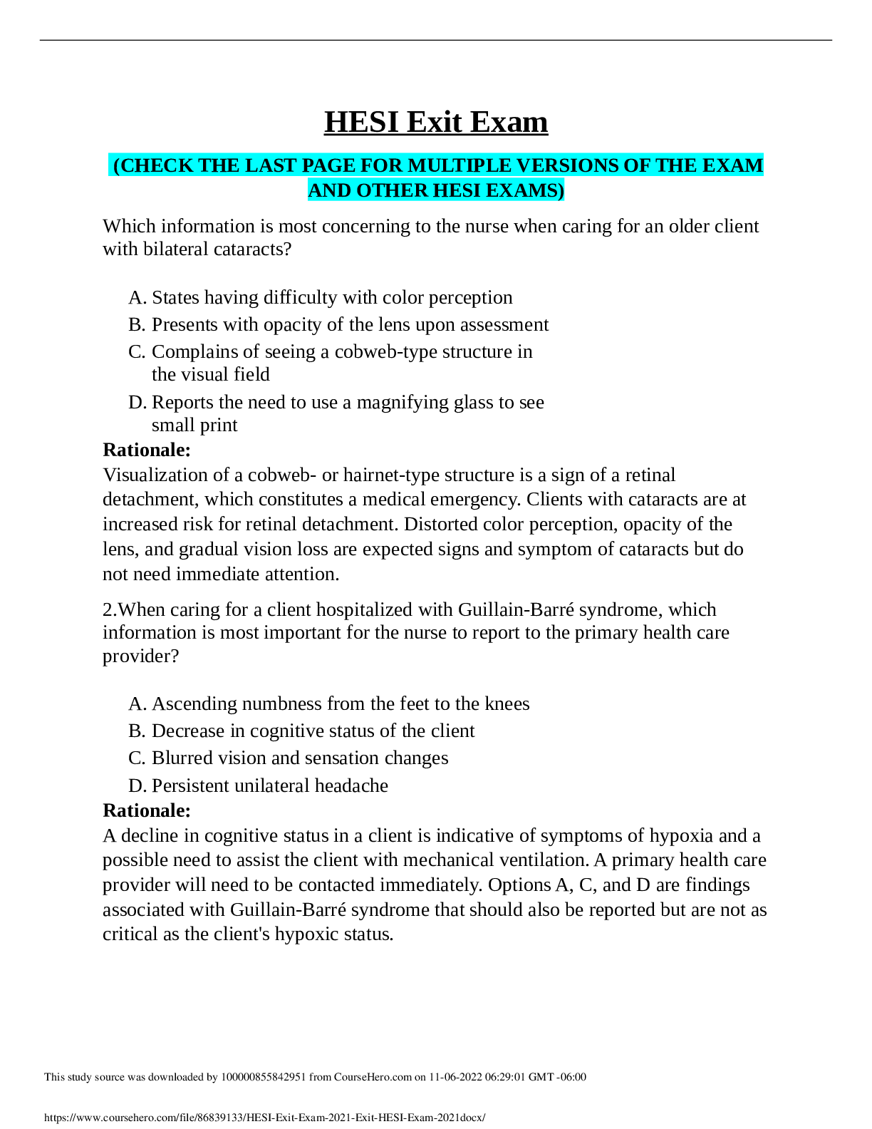 Preview image for HESI Exit Exam 2021