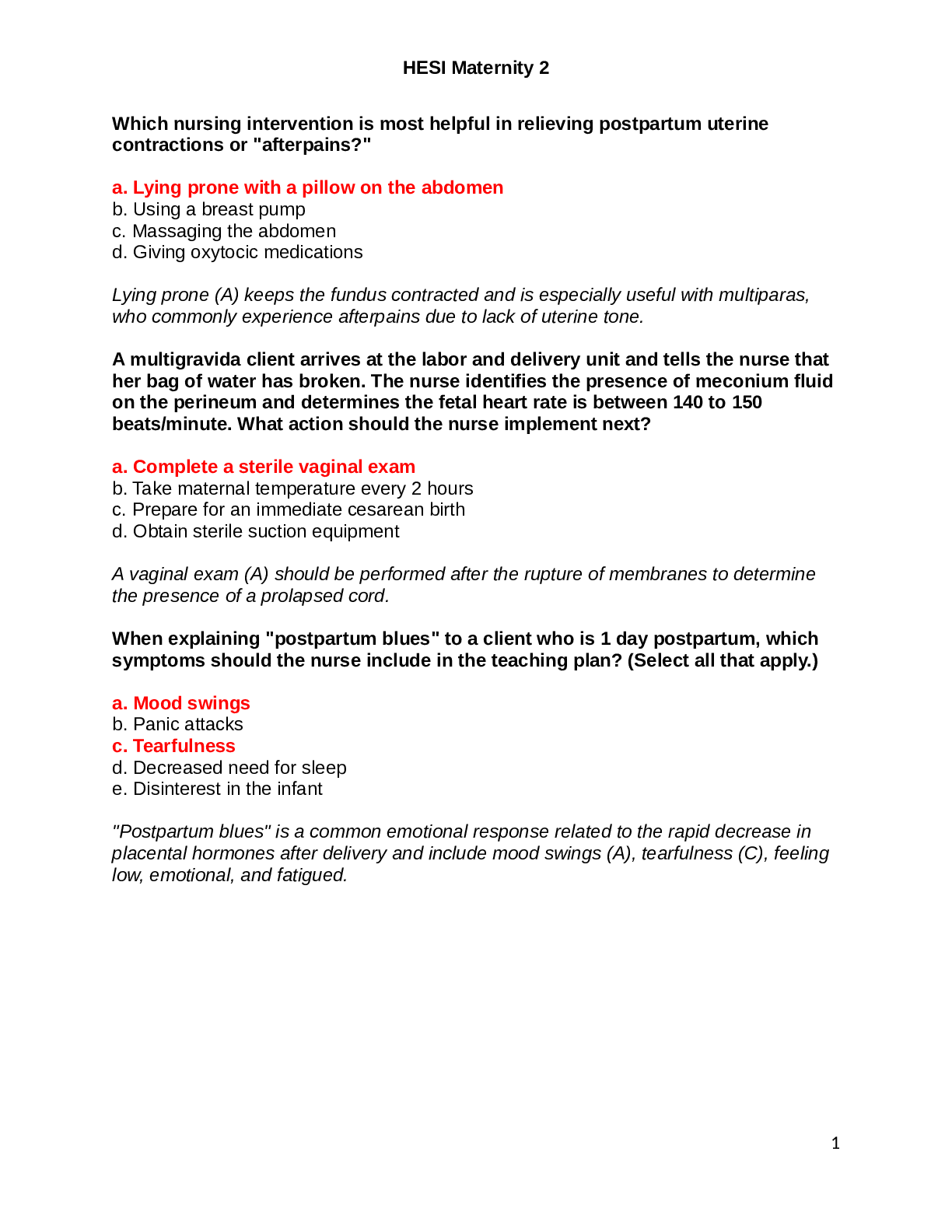 Preview image for HESI Maternity 2 Latest 2021 Graded A+