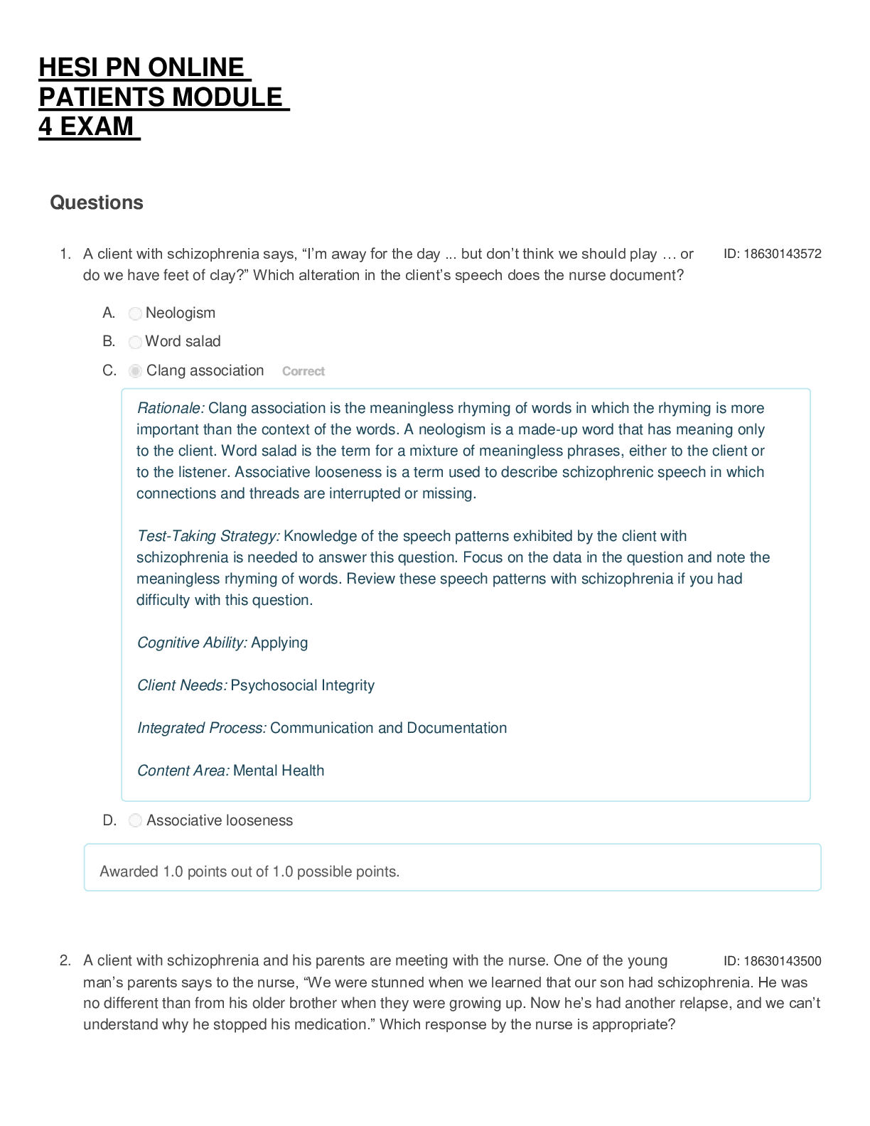 Preview image for HESI PN COMPREHENSIVE ONLINE PATIENTS MODULE 4 EXAM REVIEW,WALLACE COLLEGE