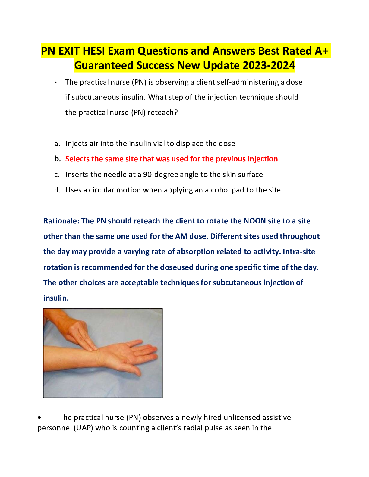 Preview image for PN EXIT HESI Exam Questions and Answers Best Rated A+ Guaranteed Success New Update 2023-2024