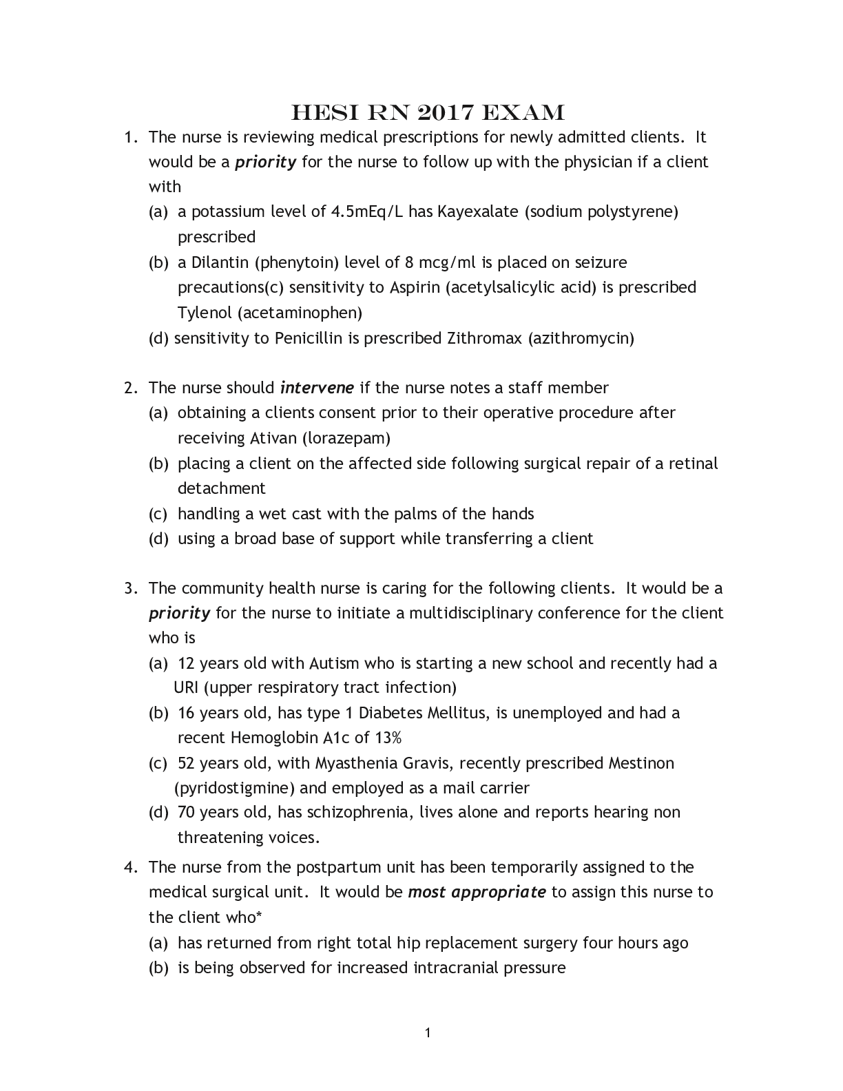 Preview image for HESI RN Exam (V1 ) | Questions and Answers with Rationales|Highly Rated versions