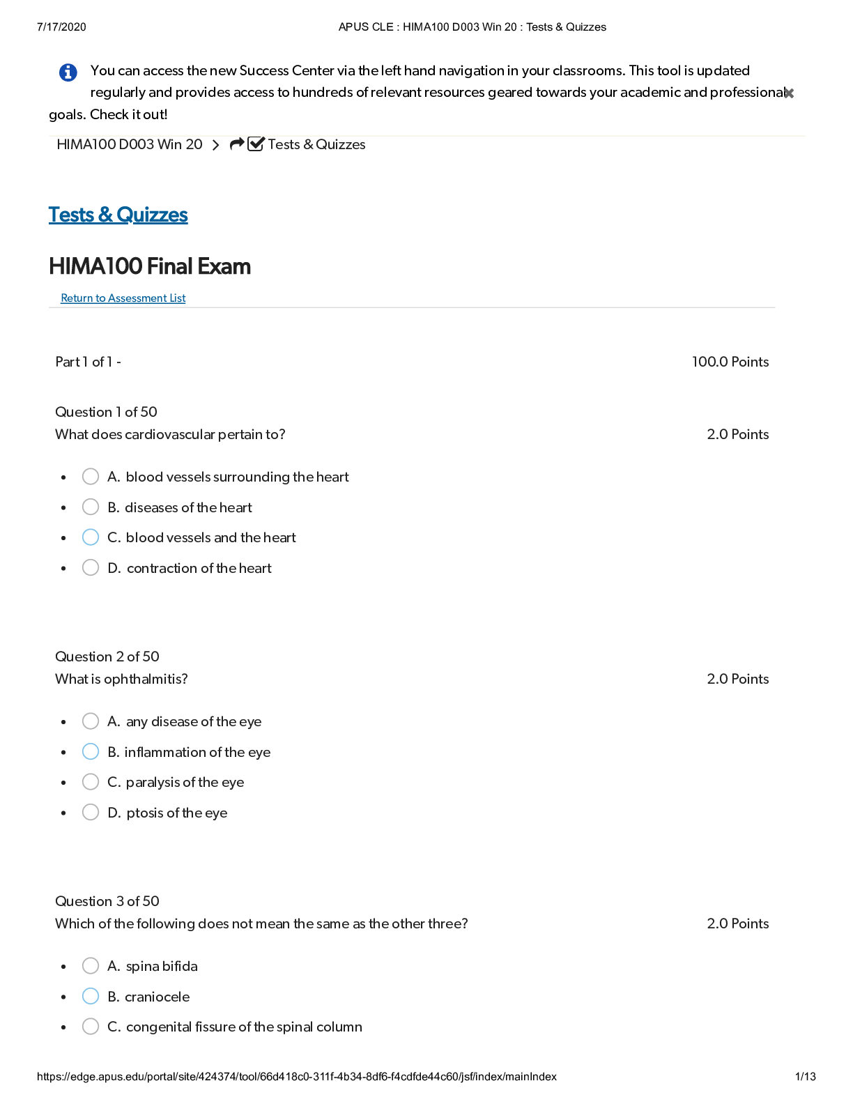 Preview image for American Public University - HIMA 100 / HIMA100 - FINAL EXAM (2020)