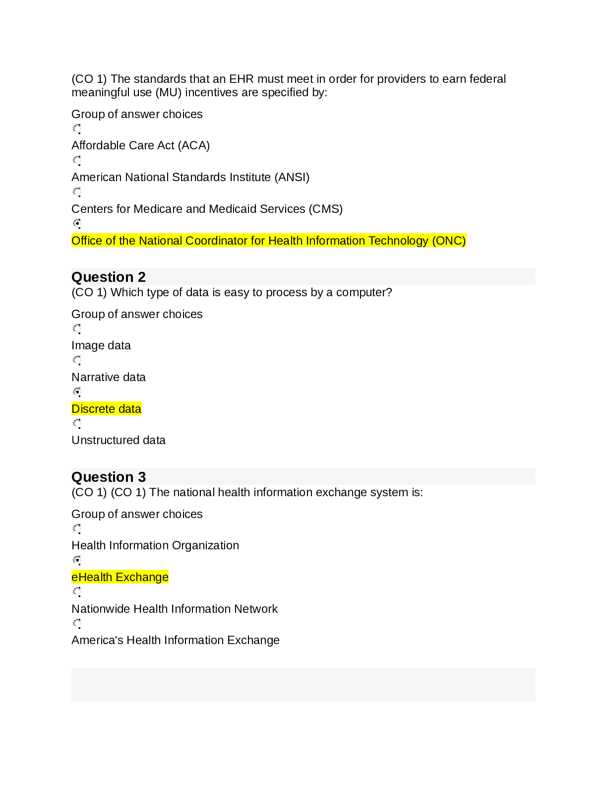 Preview image for HIM 335 Final  Exam Questions and Answers