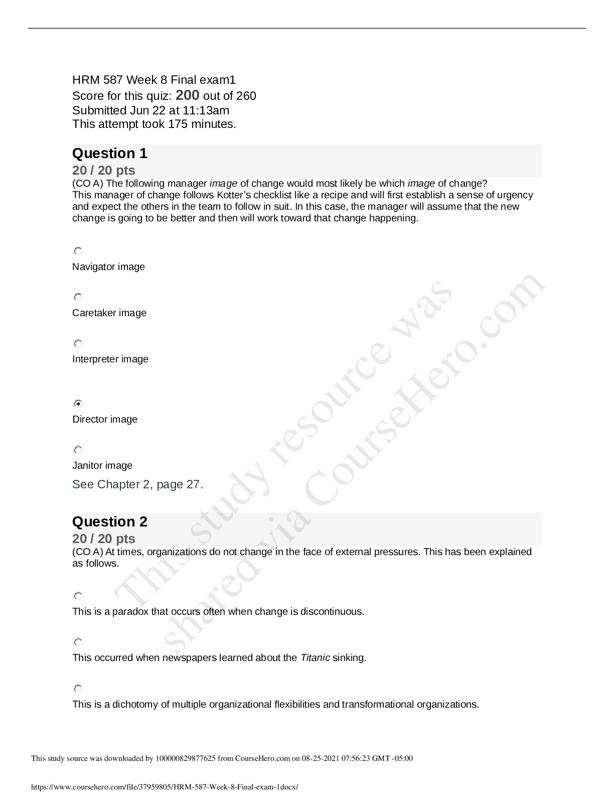Preview of HRM 587 Week 8 Final Exam (Multiple Choice)