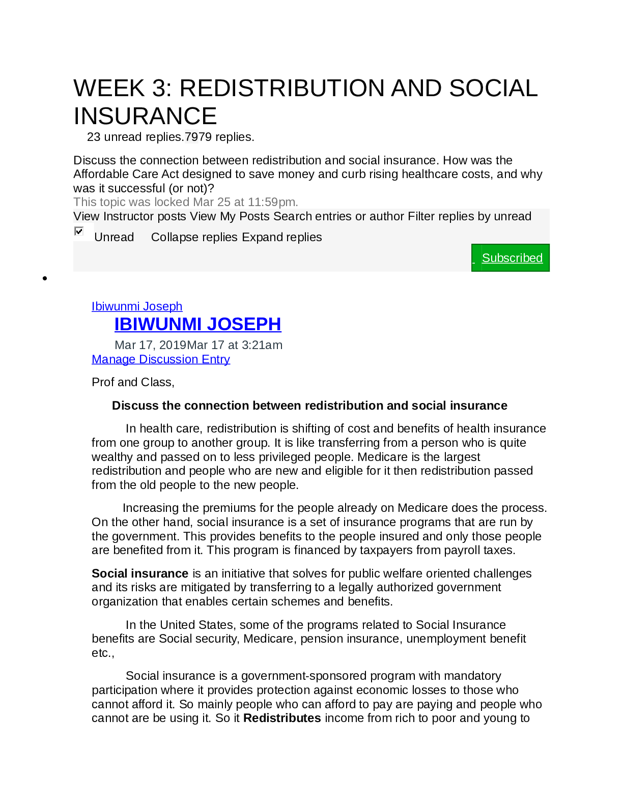Preview image for DeVry University, Keller Graduate School of Management - HSM 544/HSM 544 WEEK 3 REDISTRIBUTION AND SOCIAL INSURANCE_Already Graded A.