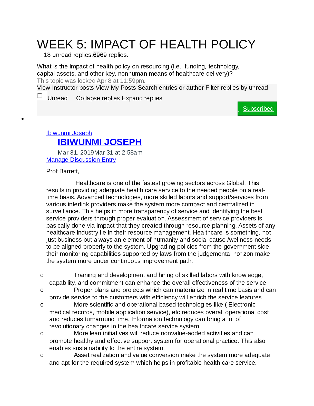 Preview image for DeVry University, Keller Graduate School of Management - HSM 544/HSM 544 WEEK 5 IMPACT OF HEALTH POLICY_Already Graded A