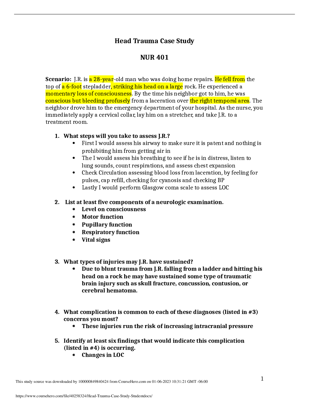 Preview image for Head Trauma Case Study-J.R