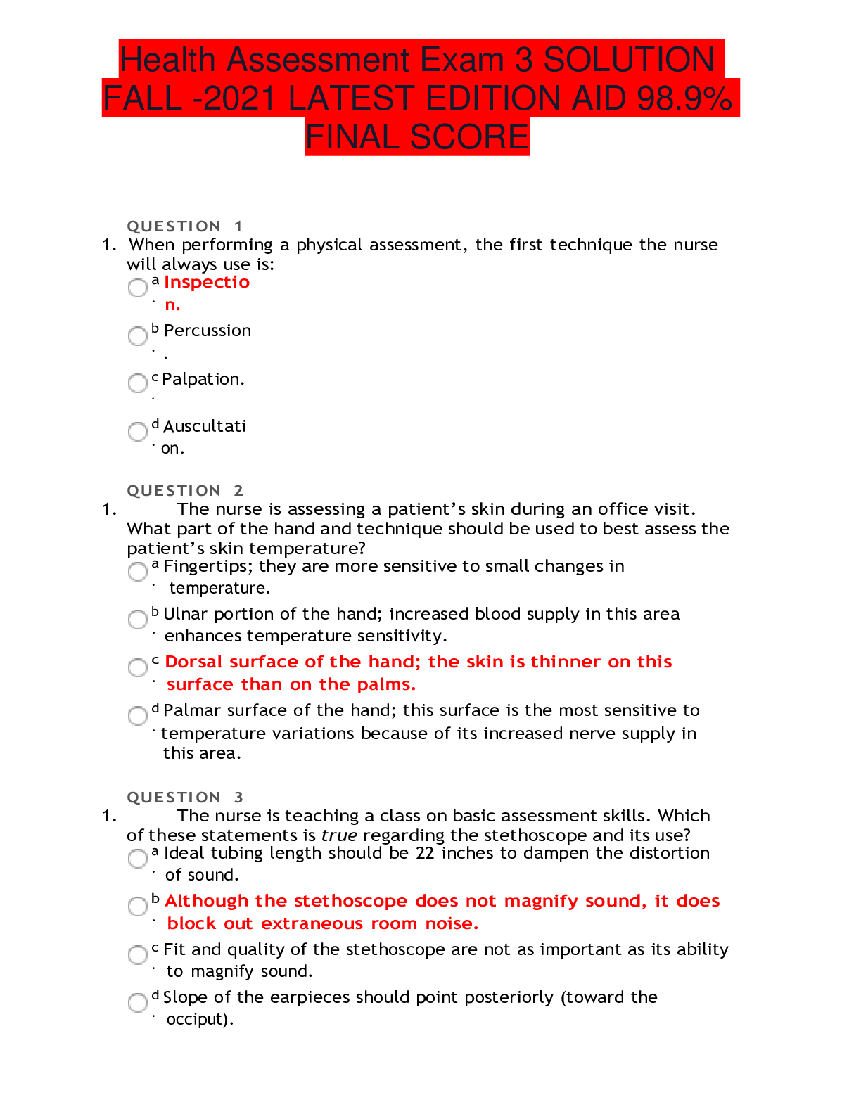 Preview image for NUR 2092Health Assessment Exam 3