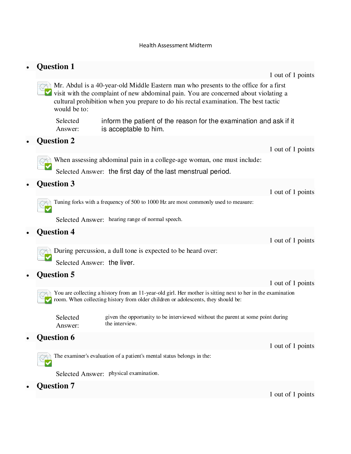 Preview image for NURS 6512 questions and Answers 4 5 Question 601 out of 1 points Pigmented raised warty lesions 2021