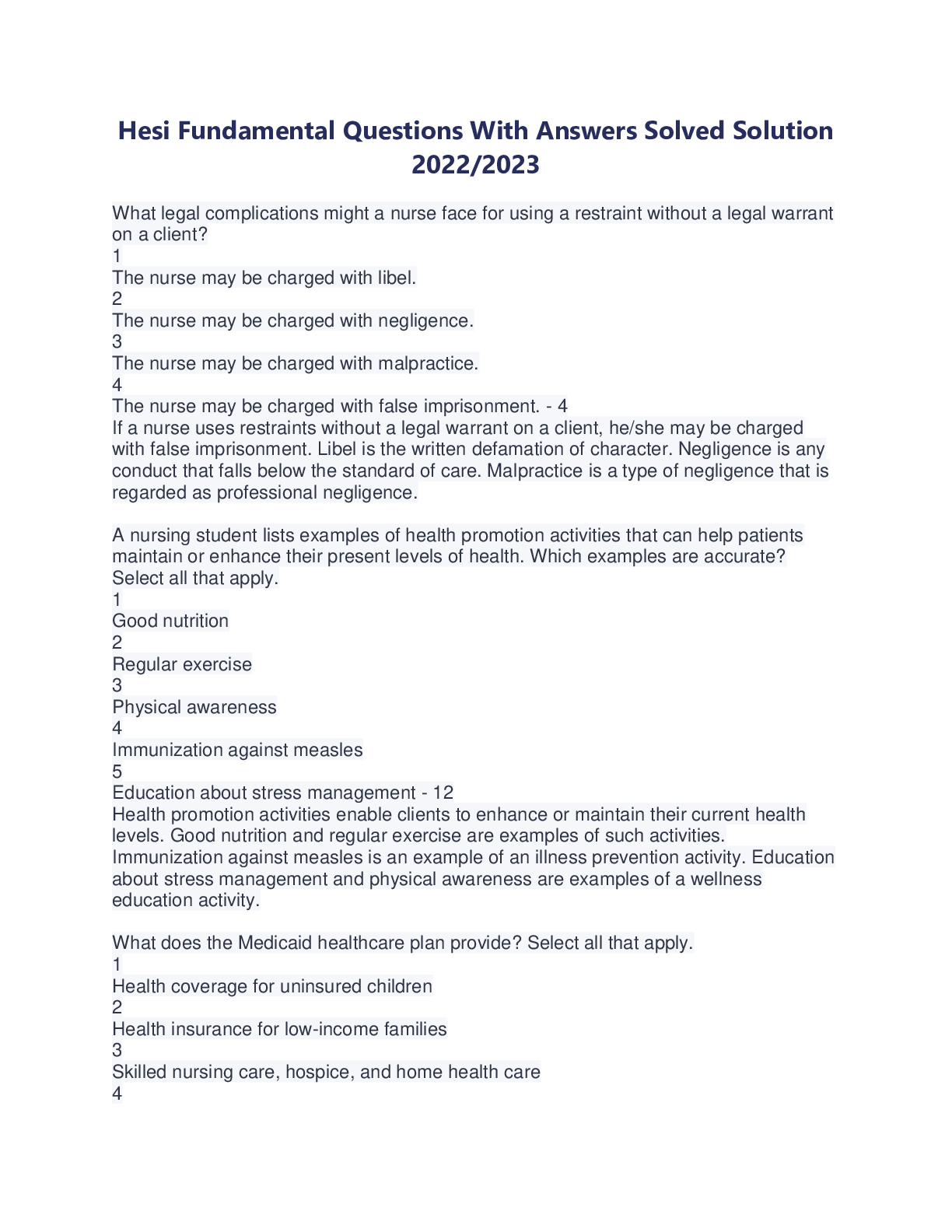 Preview image for Hesi-Fundamental-Questions-With-Answers-Solved-Solution-2022-2023
