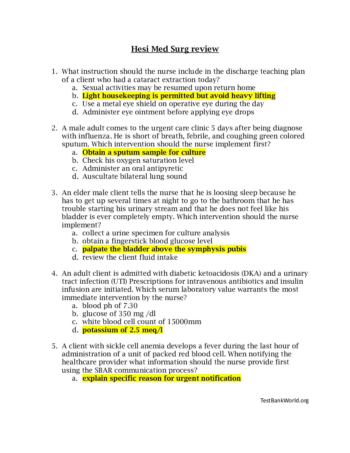 Preview image for Hesi_Med_Surg_review newest 2020/2021.Graded A+