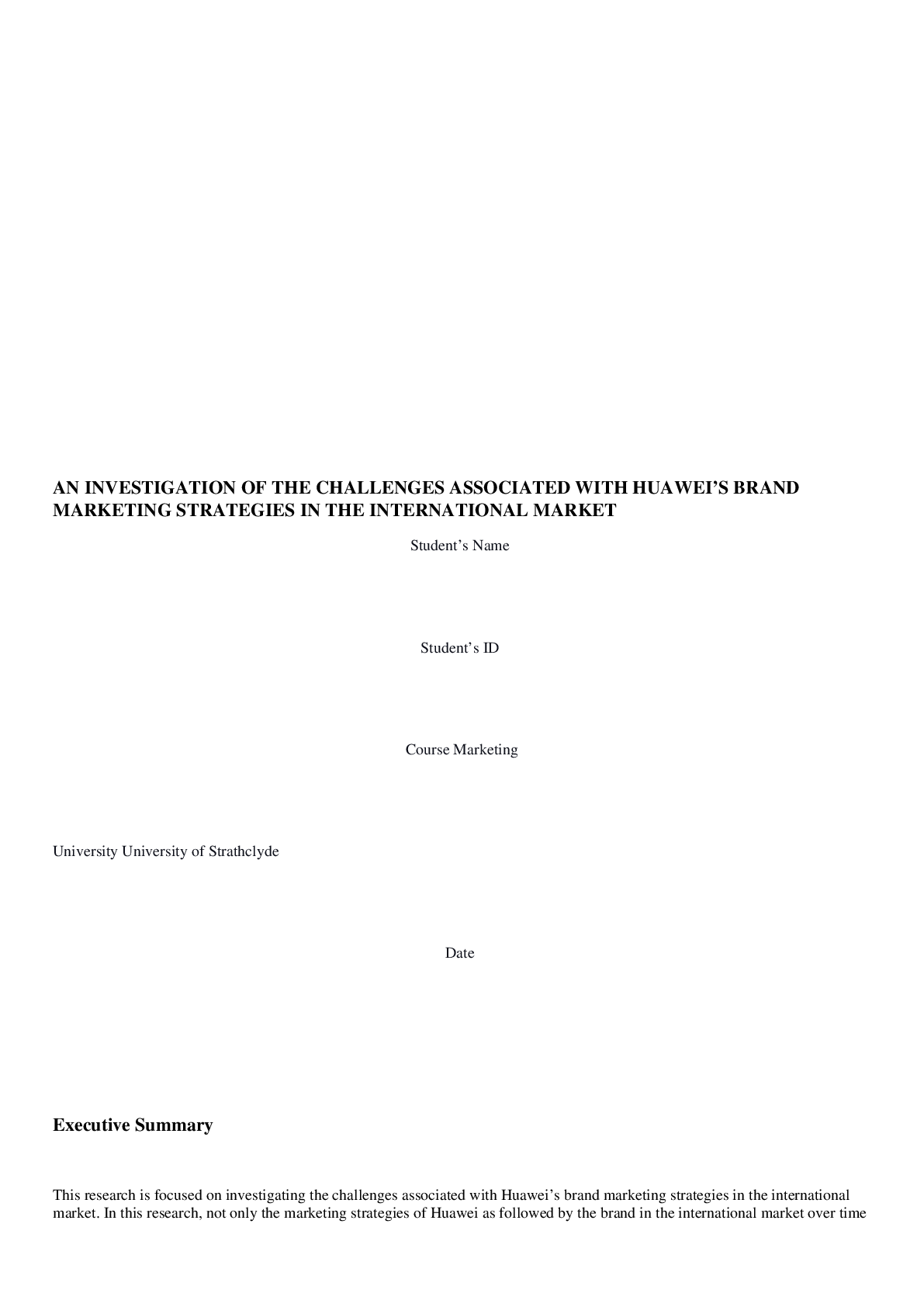 Preview image for La Trobe University ( HUM 2010 ) HUAWEI MARKETING STRATEGIES