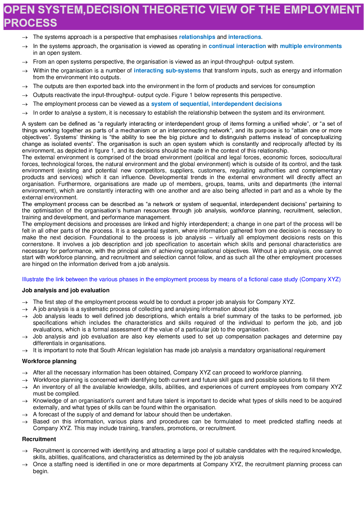 Preview image for IOP4863 notes OPEN-SYSTEM, DECISION THEORETIC VIEW OF THE EMPLOYMENT PROCESS