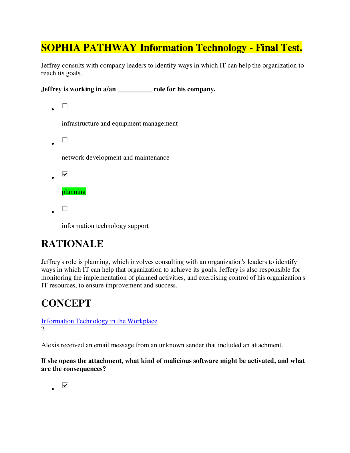 Preview image for Information Technology - Final Test