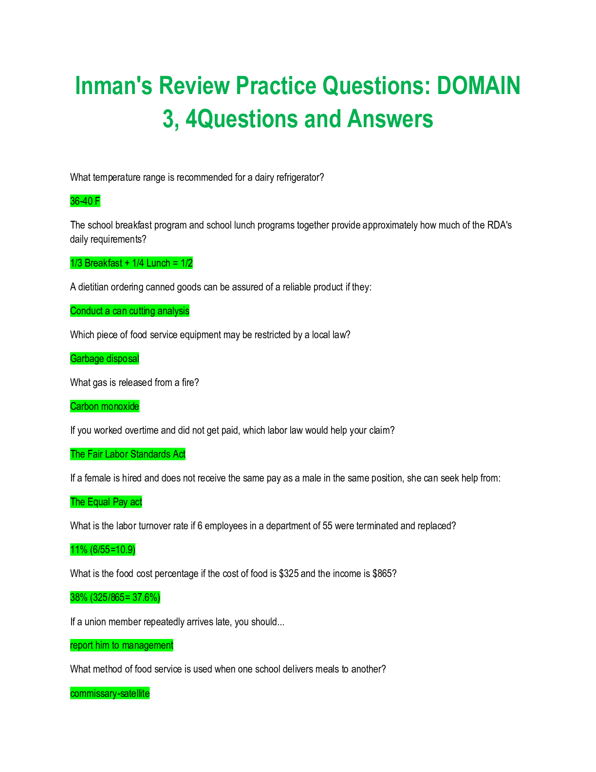 Preview image for Inman's Review Practice Questions: DOMAIN 3, 4Questions and Answers