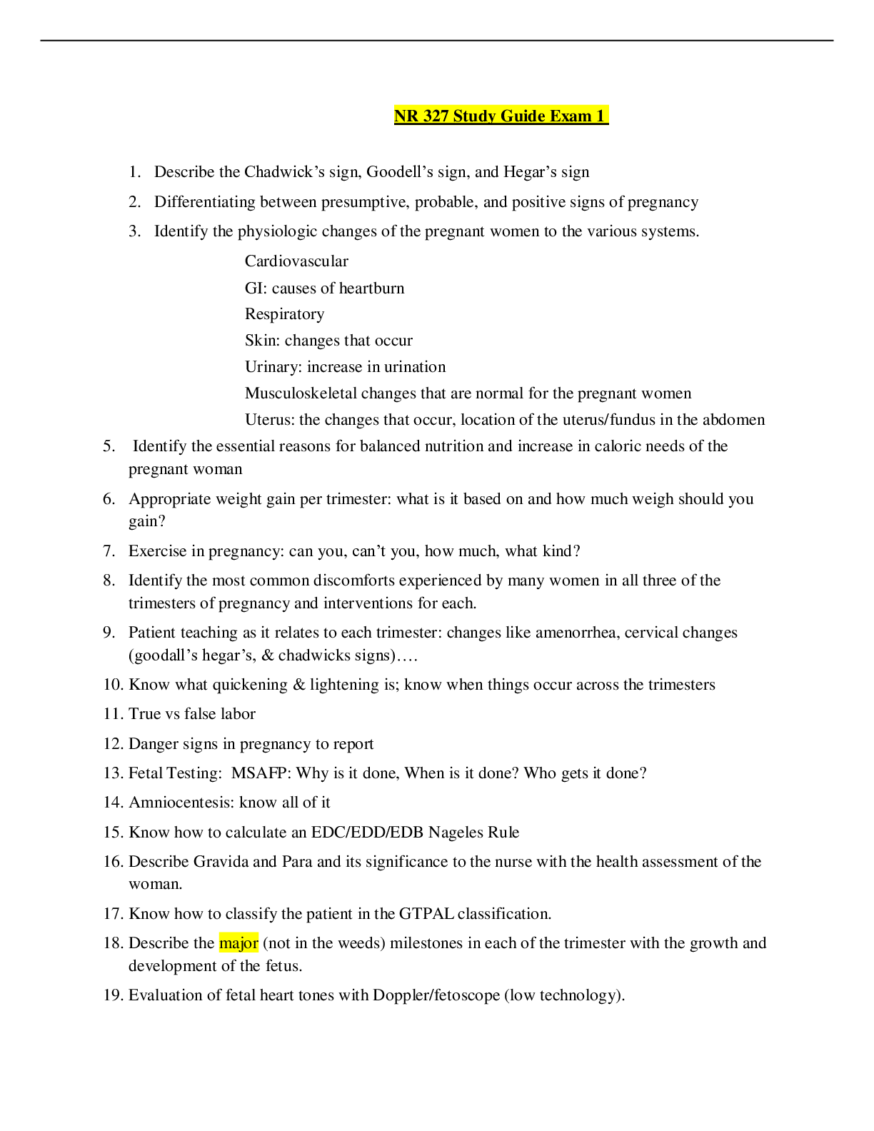 Preview image for NR 327 Study Guide Exam 1