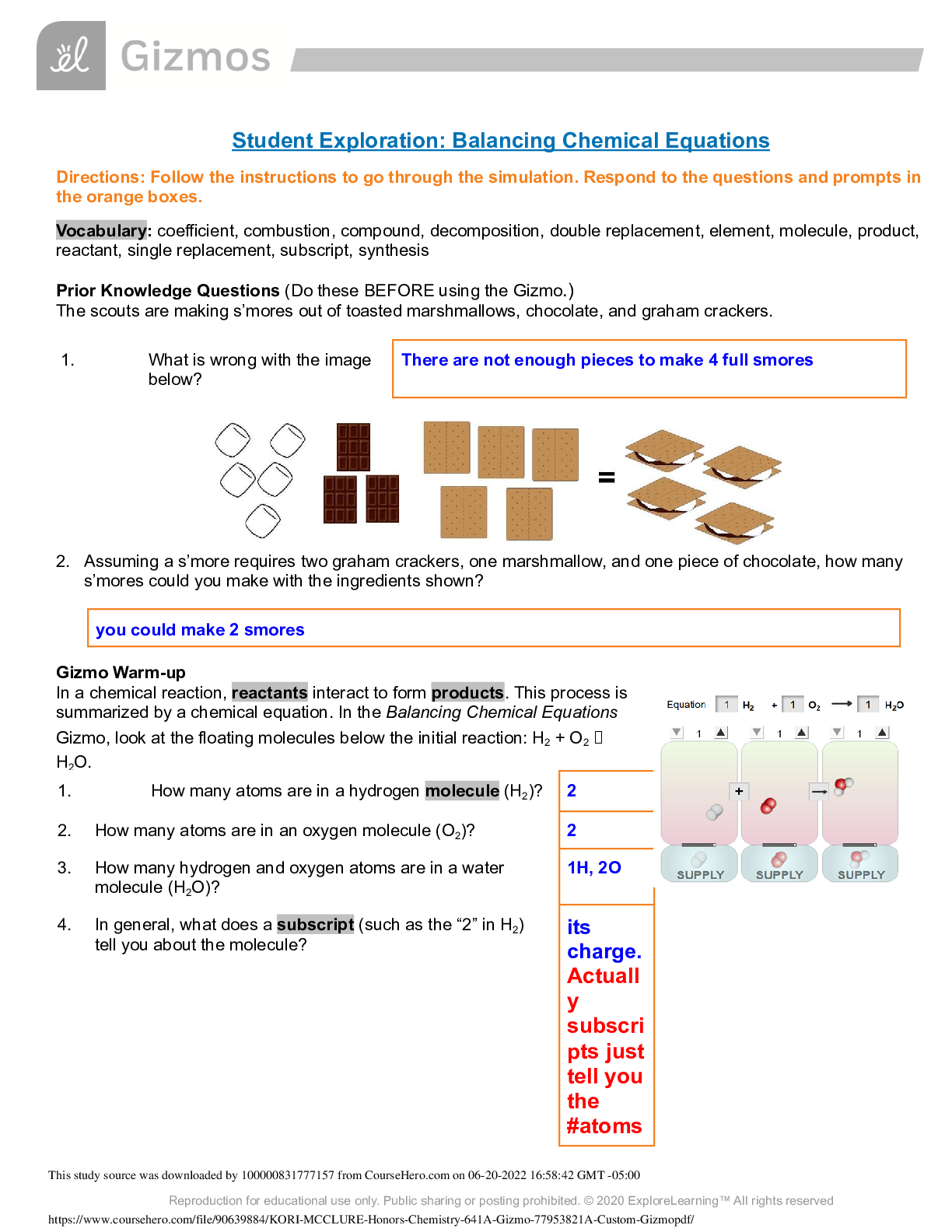 Preview image for Honors Chemistry 641A Gizmo - 7795382.1A