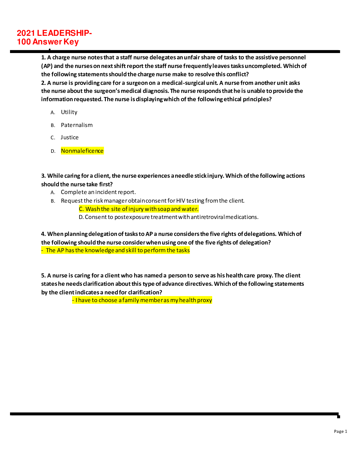 Preview image for ATI Leadership Proctored Exam,- Latest Upgraded Versions) , Best ATI Exam Solution 2022/2022, High Rated Solutions.