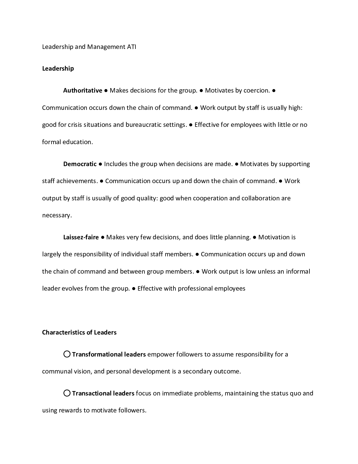 Preview image for MED SURG 324Leadership ATI