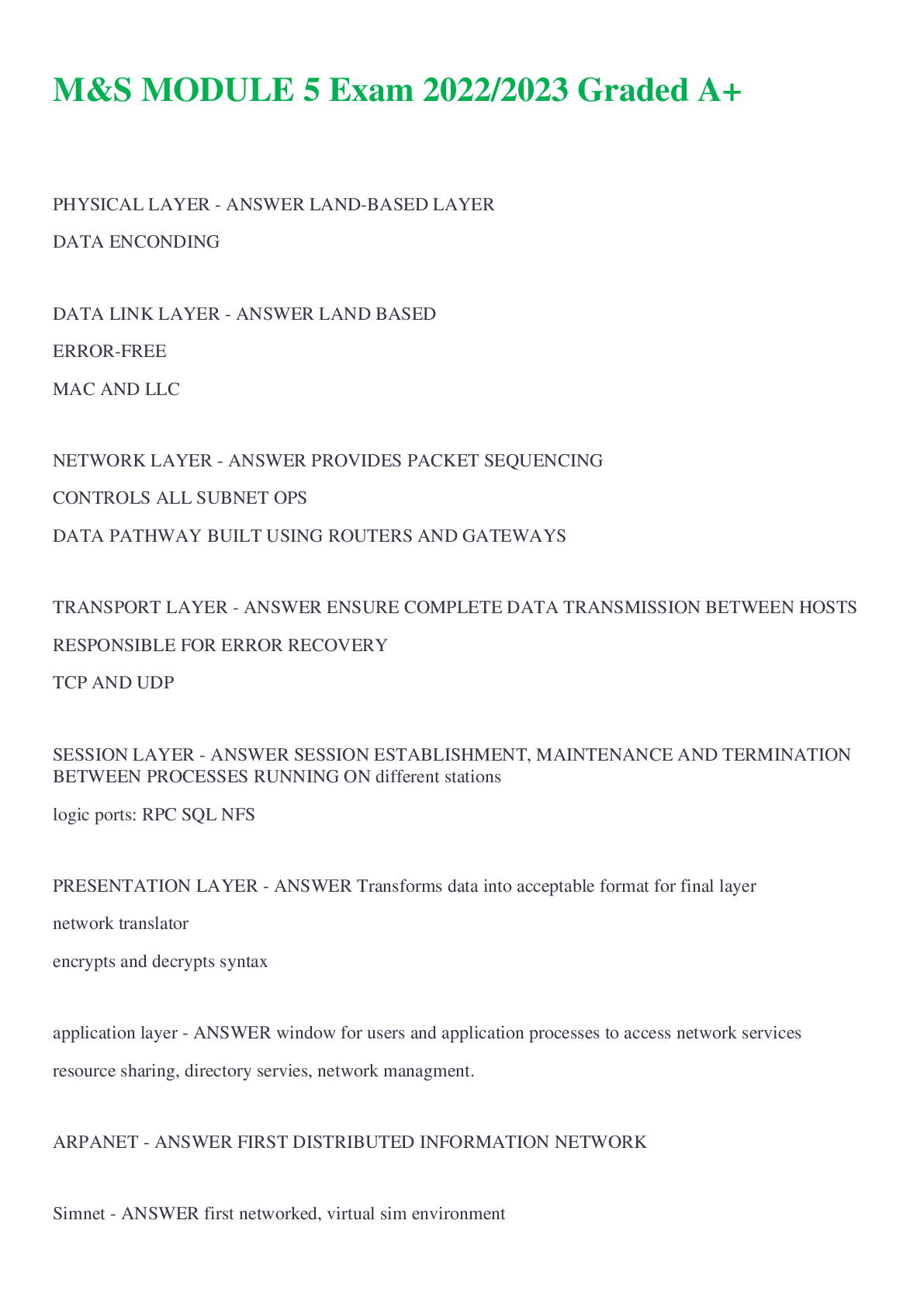 Preview image for M&S MODULE 5 Exam 2022/2023 Graded A+