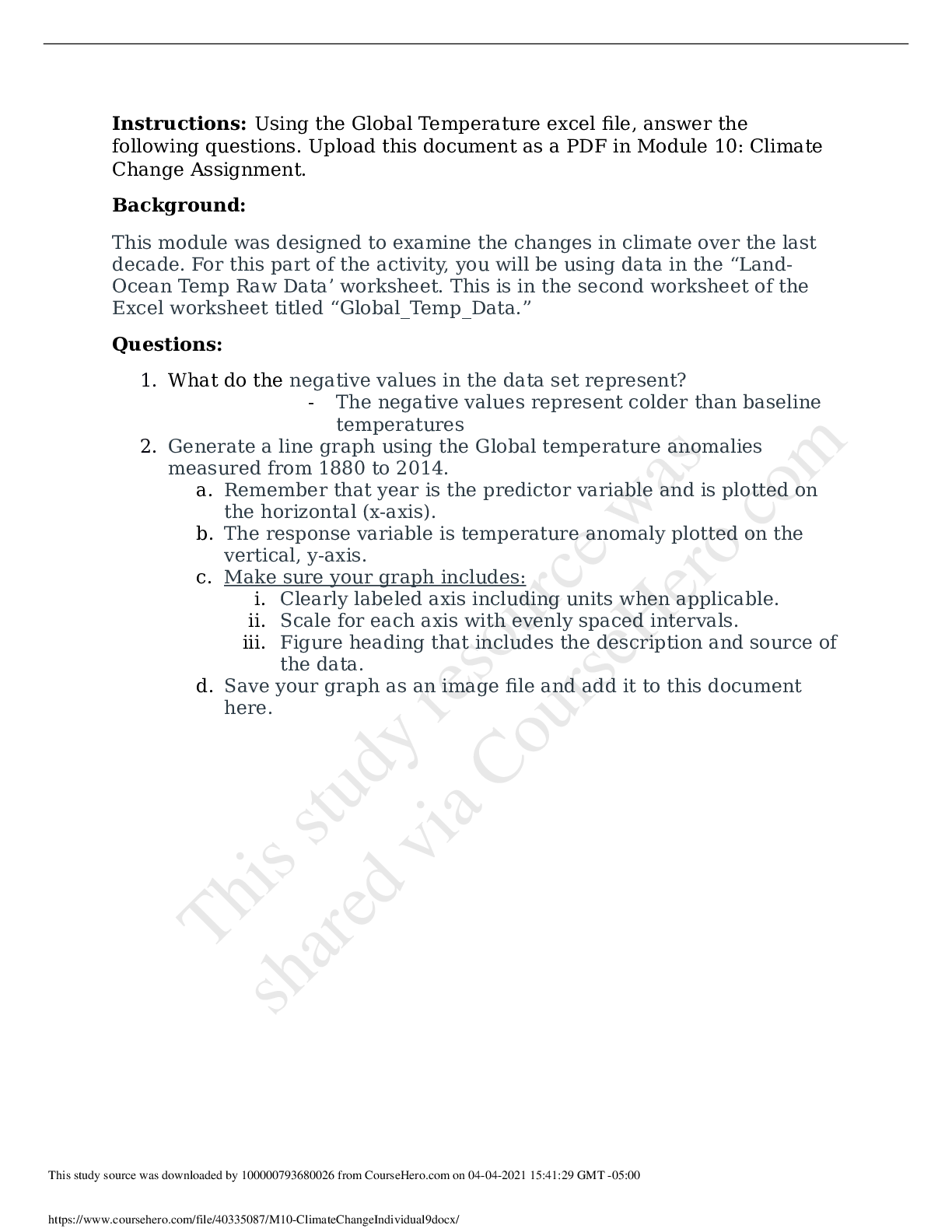 Preview of University of Florida - BSC 2011LM10_ClimateChangeIndividual9.