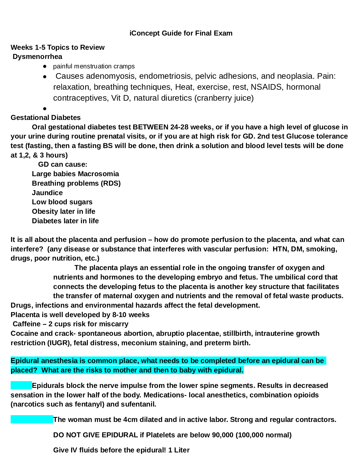 Preview of iConcept Guide for NUR 2633 Maternal Child Health Final Exam Study Guide  Latest 2020/2021