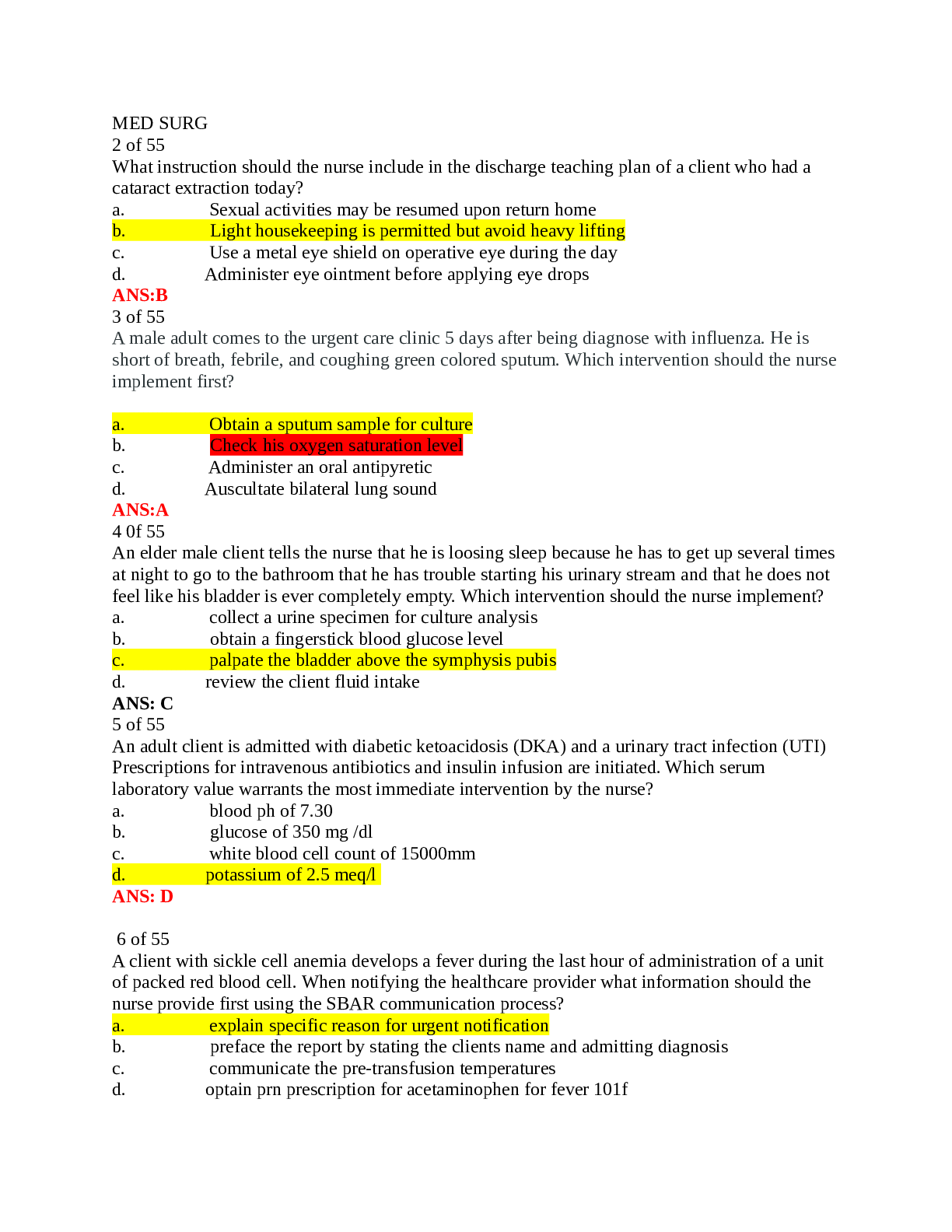 Preview image for HESI RN MEDICAL SURGICAL MED SURG 2021