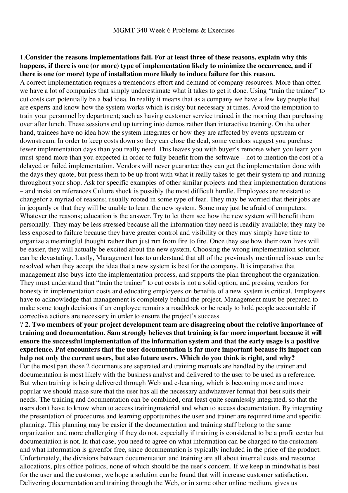 Preview image for MGMT 340 Week 6 Problems And Exercises