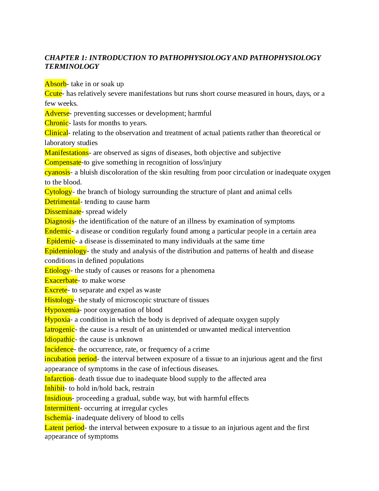 Preview image for PATHO 370 Pathophysiology  MID TERM GUIDE