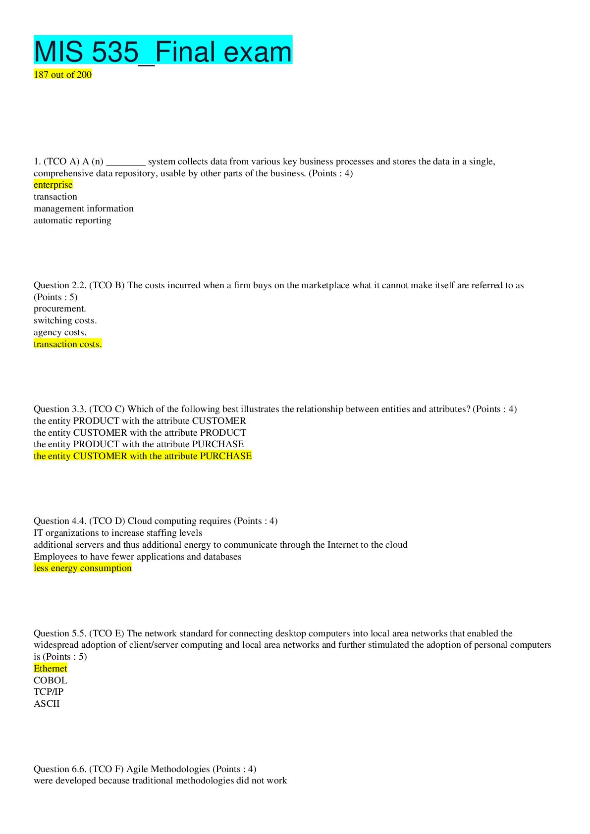 Preview of MIS 535_Final exam