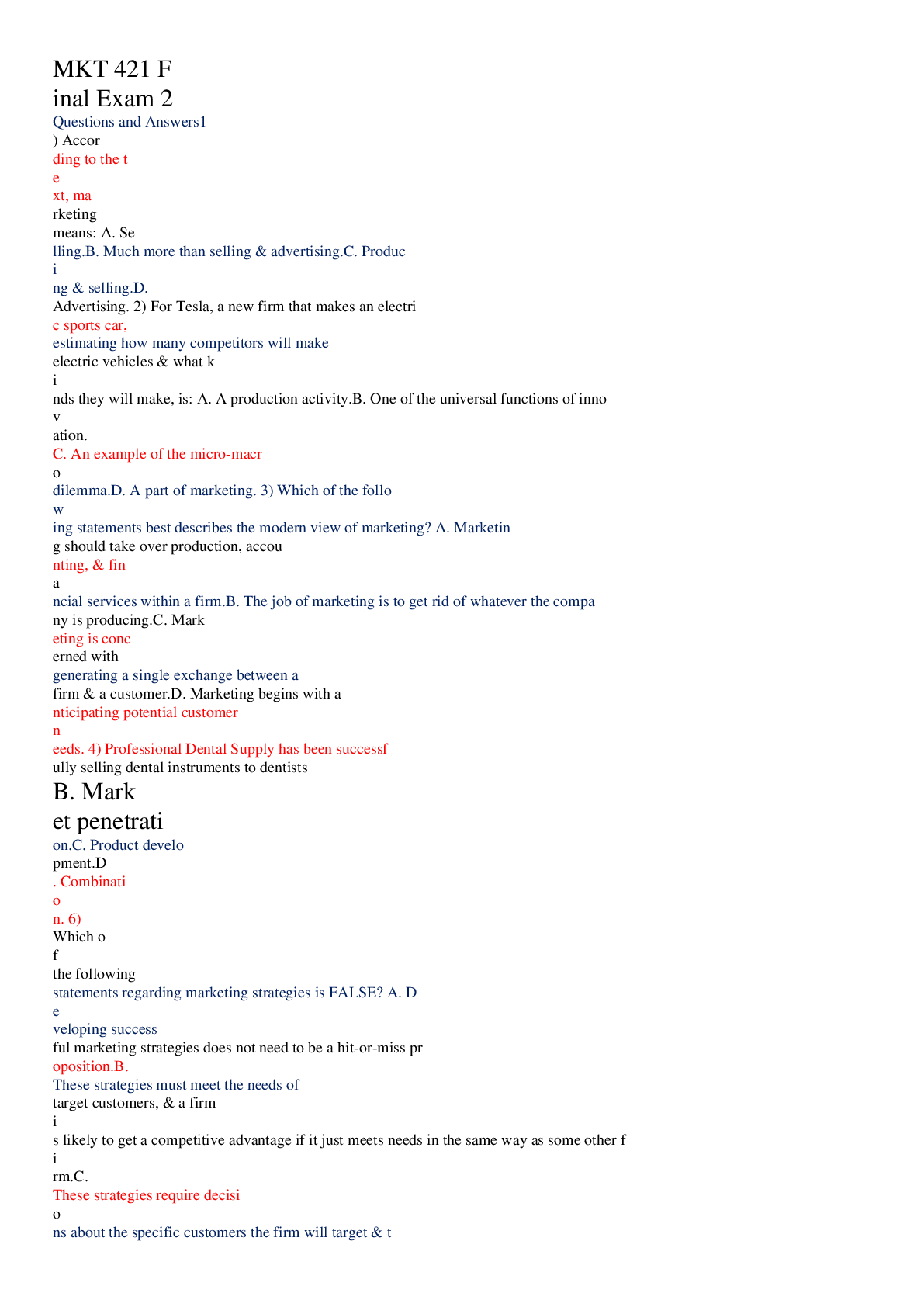Preview of MKT 421 Final Exam 2 Questions and Answers,100% CORRECT
