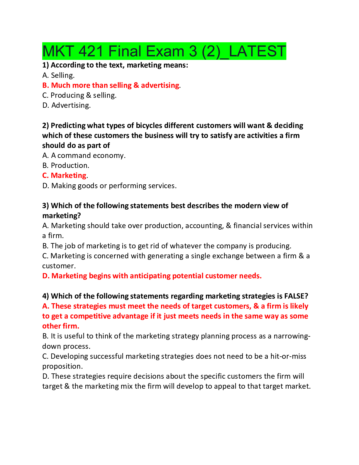 Preview of MKT 421 Final Exam 3 (2)_LATEST,100% CORRECT