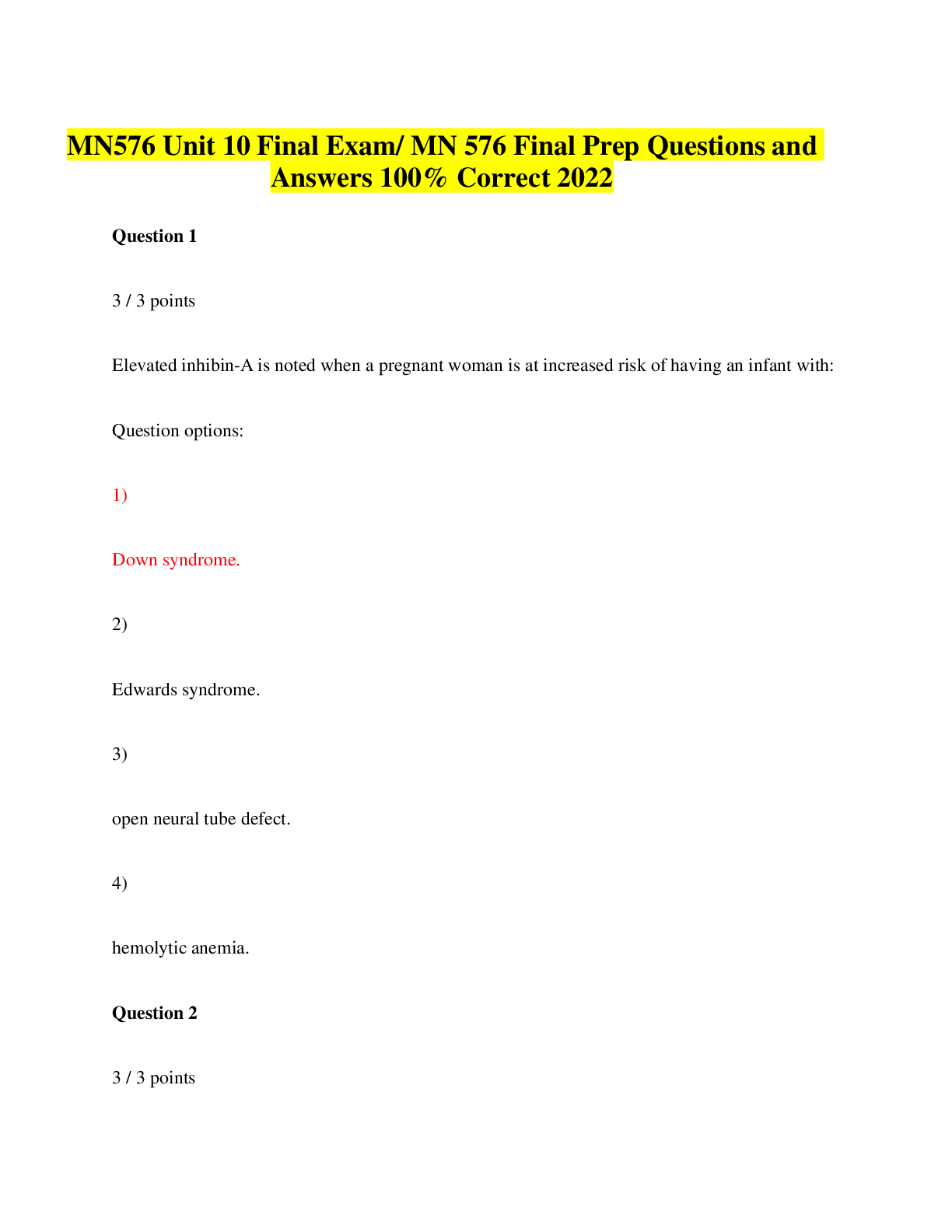 Preview image for MN576 Unit 10 Final Exam/ MN 576 Final Prep Questions and Answers 100% Correct 2022