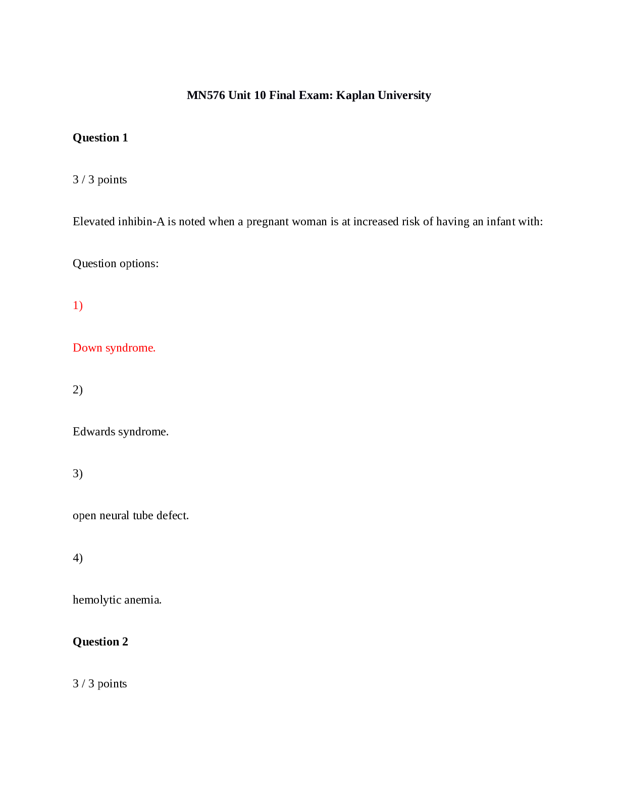 Preview image for MN 576 Unit 10 Final Exam with complete solution latest update 100% Correct