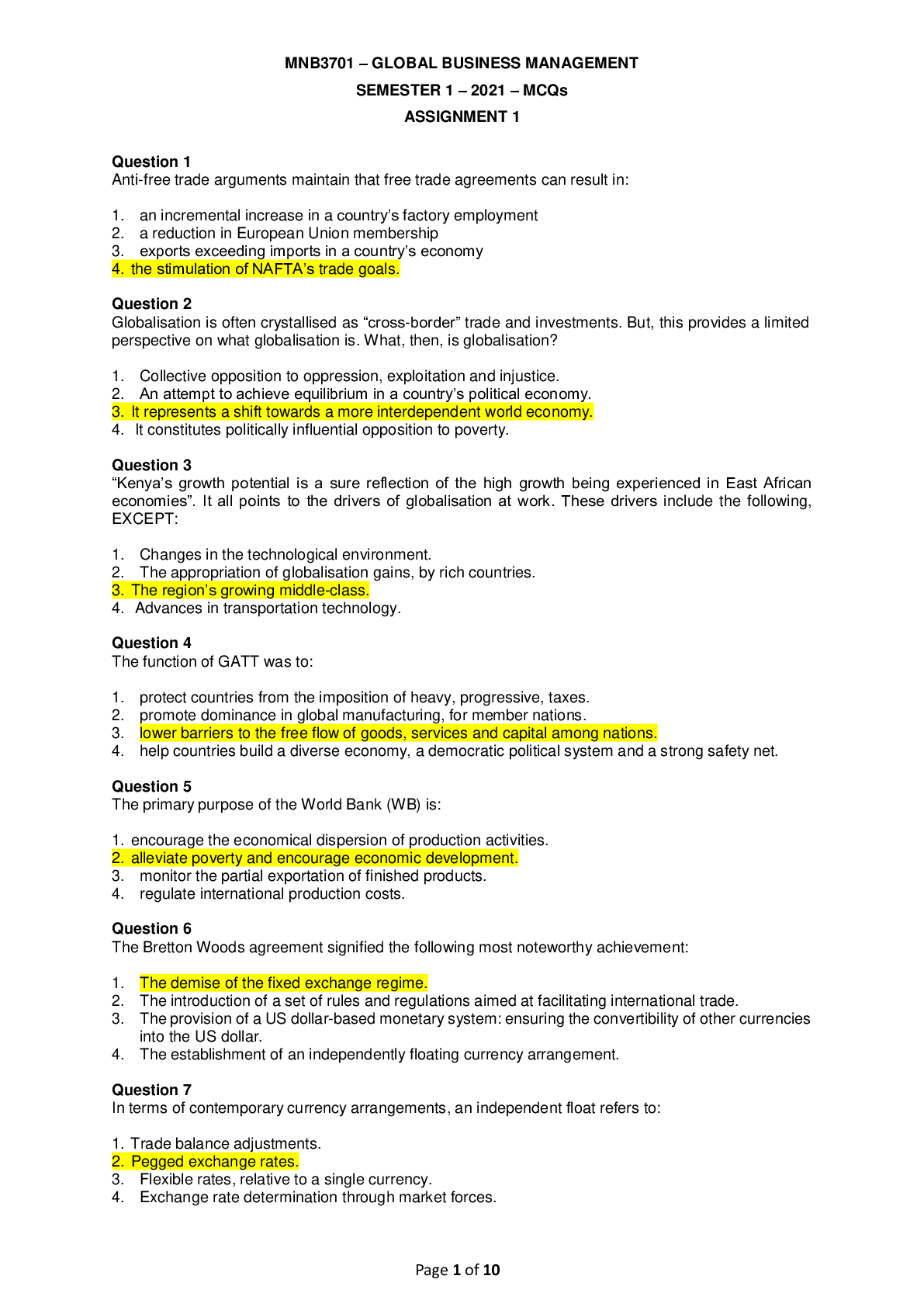 Preview of MNB3701 Assignment 1 Semester 1 & 3 2021 TRUSTED workings, explanations, and solutions.