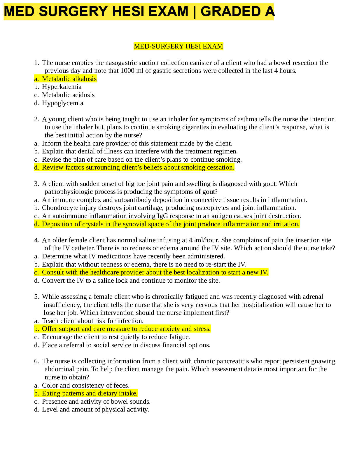 Preview image for HESI PN GERONTOLOGY EXAM LATEST UPDATED SOLUTION,MIAMI UNIVERSITY