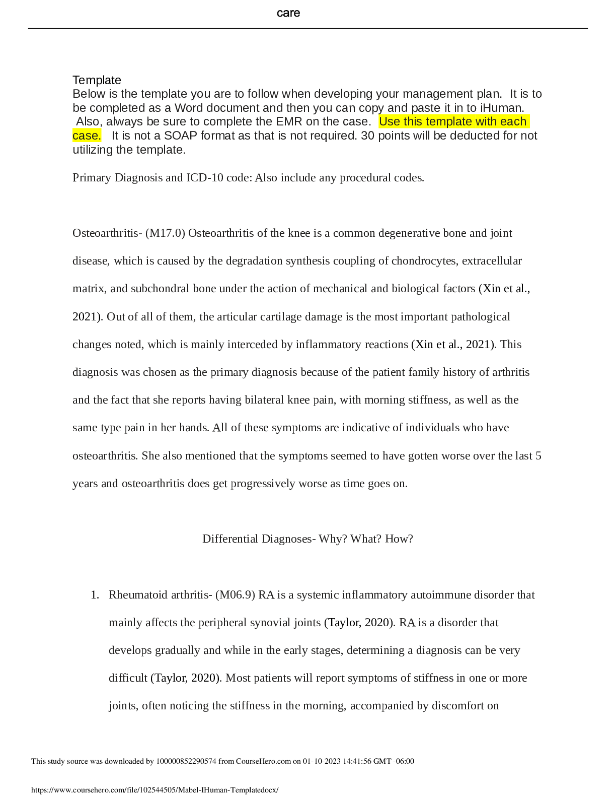 Preview image for Western Governors University_ NRNP 6531Mabel IHuman Template 100% CORRECT