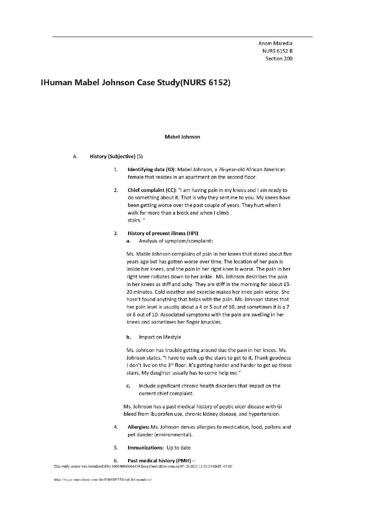 Preview image for IHuman Interview 2021 | Mabel Johnson | Mabel Johnson Case Study Evidence-Based Management of Osteoarthritis