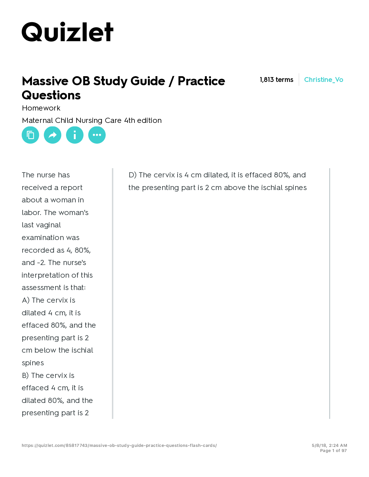 Preview image for OB Study Guide / Practice Questions